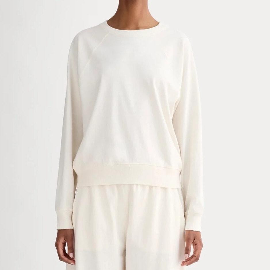 Everlane 100% Organic Cotton Off Duty Long Sleeve Tee Bone Size Xs Nwt